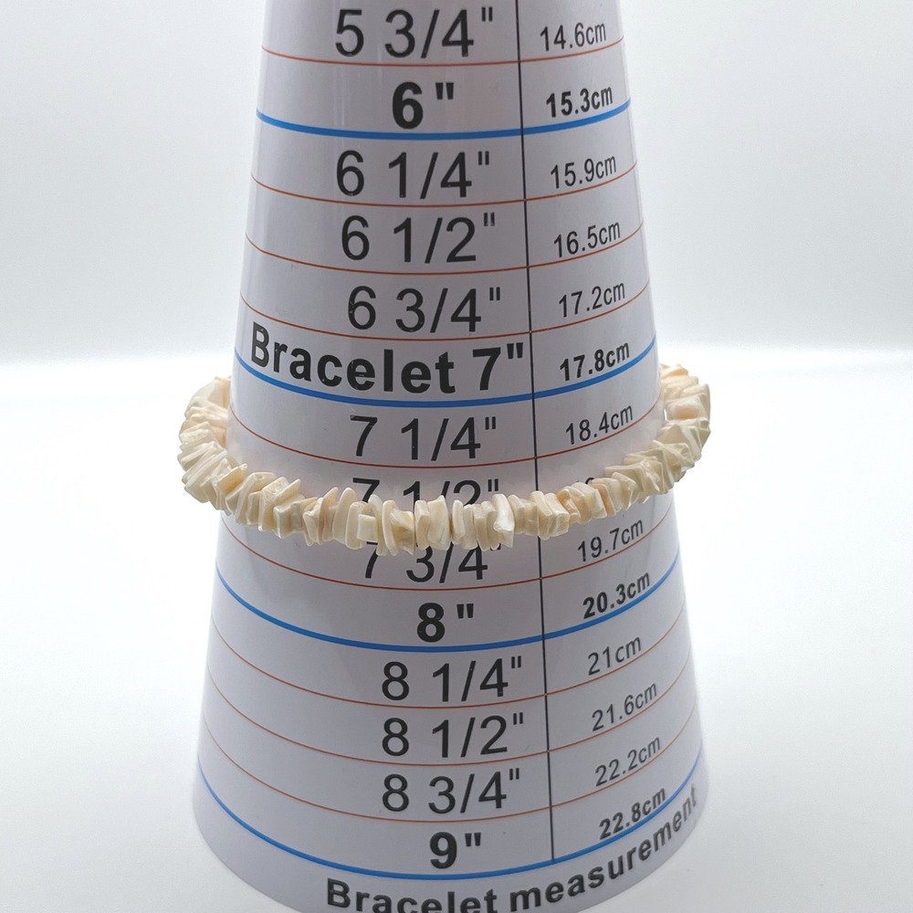 Vintage‎ Puka Shell Chip Bracelet Pink White Cream Coastal Beach Barrel Clasp - Picture 4 of 4